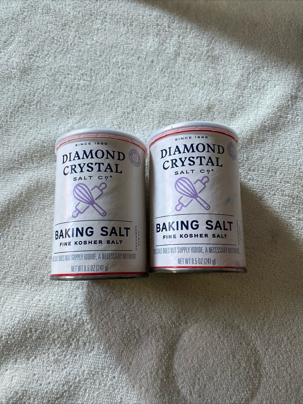 2 New Diamond Crystal Salt Company Fine Kosher Baking Salt 8.5oz